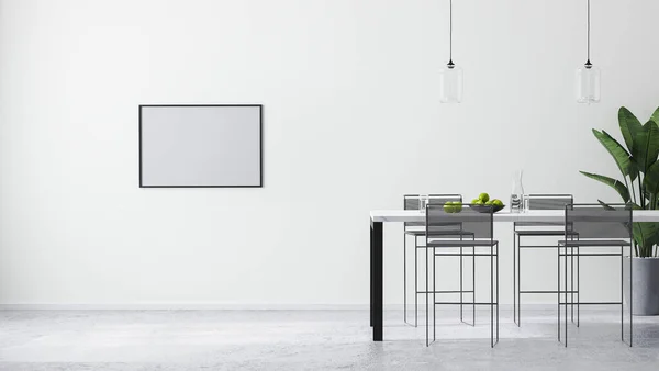 Horizontaal Frame Mock Moderne Heldere Witte Kamer Interieur Met Eigentijdse — Stockfoto