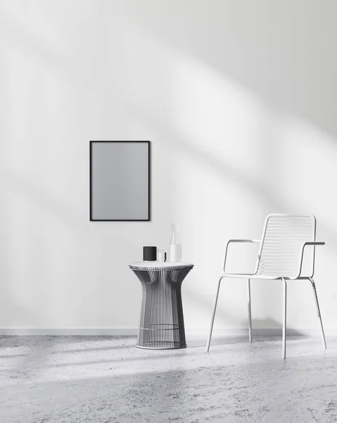 Model Poster Frame Witte Muur Modern Minimalistisch Interieur Met Witte — Stockfoto