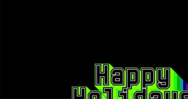 İyi tatiller. 4k animasyon, siyah arka planda gökkuşağı renginde uzun katmanlı çok renkli gölge. Bayram, Noel ve Yeni Yıl tabiri.