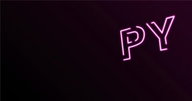 Siyah arkaplanda soyut Happy Neon metin animasyonu. Koyu arkaplanda renkli neon. Yanıp sönen ışıklar etkisi.