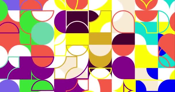 Animated Retro Geometric Graphic Background Bauhaus Style Backdrop White Background — Stock Video