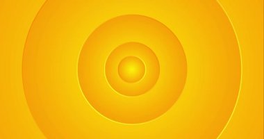 4k güneşli sarı gradyan 3d döndürülmüş eş merkezli arka plan rastgele yakınlaştırılmış daireler. Halkalar, sunum arkaplanı için asgari geometri şekilleri.