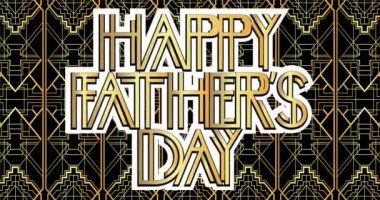 Sanat Deco Mutlu Babalar Günü tipografisi. 4k animasyon dekoratif tebrik kartı, antika harflerle imzalayın.
