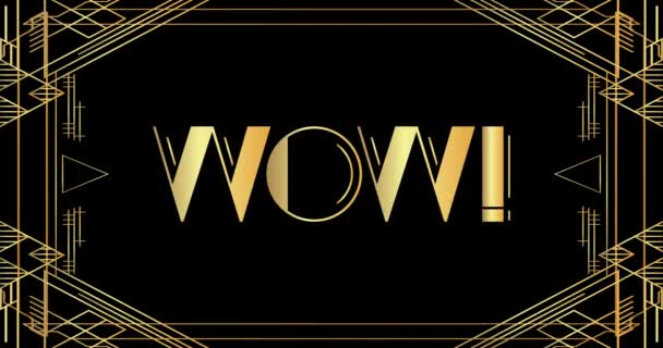 Art Deco Wow Typografia Animowany Klip Dekoracyjny Wideo Znak Literami — Wideo stockowe