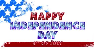 4 Temmuz tebrik kartı ve komik harfler. Retro pop sanat tarzında parlak çizgi film illüstrasyonu. Çizgi roman efektleri. 4k görüntü canlandırması.