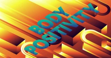 Değişen renkli arkaplan üzerine Vücut Pozitif Metni. Derinlik yazıtipi olan sözcükler.