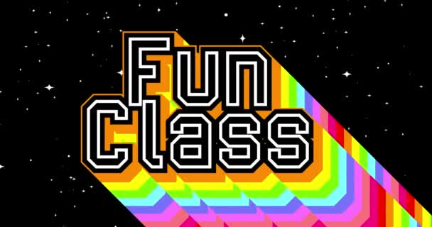 Fun Class Text Animated Long Layered Multicolored Shadow Colors Rainbow — Stock Video