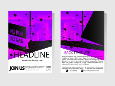 Siyah Mor spor sosyal medya afişi benzersiz bir tarz. İş broşürü koleksiyonu. Broşür, A4 boyutunda el ilanı, kitap kapağı, sunum, pazarlama için kart şablonu.