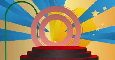 Mokup ürün animasyon, silindir kaide podyumu. Sunum için sahne gösterisi videosu.