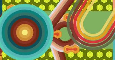 70 'lerin Retro Arkaplan animasyonu ile Groovy 1970' lerin sanat videosu. Minimalist Vintage tasarımı, eski moda renk çizimi.