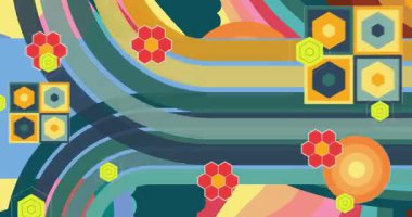 70 'lerin Retro Arkaplan animasyonu ile Groovy 1970' lerin sanat videosu. Minimalist Vintage tasarımı, eski moda renk çizimi.