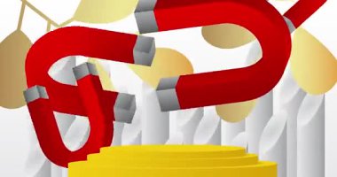 Mıknatıslı ürün görüntüsü. Animasyon silindiri kaide podyumu. Sunum için sahne gösterisi videosu. En küçük geometrik biçimlerin taşınması.