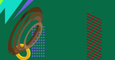 Metin için yeri olan geometrik grafik retro tema arkaplan animasyonu. Asgari geometrik elementler çerçeve video. Reklam için klasik soyut şekiller.