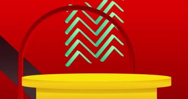 Mokup ürün animasyon, silindir kaide podyumu. Sunum için sahne gösterisi videosu.