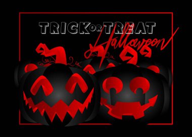 Cadılar Bayramı posteri. Ekim etkinliği için pankart şablonu. Balkabağı ve yarasalarla tasarlandı. Davetiye için sosyal medya iletisi, kapak.