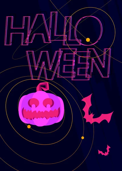 Cadılar Bayramı posteri. Ekim etkinliği için pankart şablonu. Balkabağı ve yarasalarla tasarlandı. Davetiye için sosyal medya iletisi, kapak.