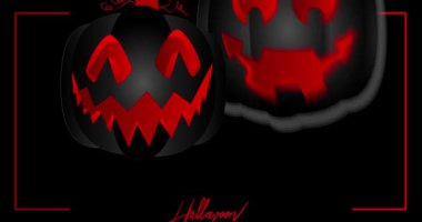 Balkabağı ve yarasa Jack ile Cadılar Bayramı başlık animasyonu. Tatil, kutlama davetiyesi.