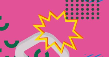 Metin için yeri olan geometrik grafik retro tema arkaplan animasyonu. Asgari geometrik elementler çerçeve video. Reklam için klasik soyut şekiller.