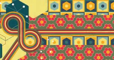 70 'lerin Retro Arkaplan animasyonu ile Groovy 1970' lerin sanat videosu. Minimalist Vintage tasarımı, eski moda renk çizimi.