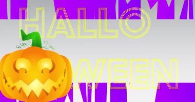 Balkabaklı Cadılar Bayramı kelimesi, Jack O 'Lantern arka plan animasyonu. Tatil kutlaması.