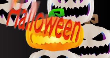 Balkabaklı Cadılar Bayramı kelimesi, Jack O 'Lantern arka plan animasyonu. Tatil kutlaması.