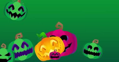 Balkabaklı Cadılar Bayramı kelimesi, Jack O 'Lantern arka plan animasyonu. Tatil kutlaması.