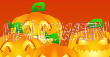 Balkabaklı Cadılar Bayramı kelimesi, Jack O 'Lantern arka plan animasyonu. Tatil kutlaması.
