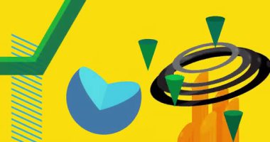 Metin için yeri olan geometrik grafik retro tema arkaplan animasyonu. Asgari geometrik elementler çerçeve video. Reklam için klasik soyut şekiller.