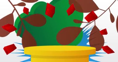 Mokup ürün animasyon, silindir kaide podyumu. Sunum için sahne gösterisi videosu.