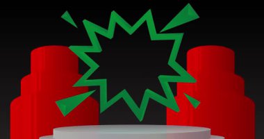 Mokup ürün animasyon, silindir kaide podyumu. Sunum için sahne gösterisi videosu.