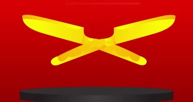 Bıçaklı maket ürün sergisi. Animasyon silindiri kaide podyumu. Sunum için sahne gösterisi videosu. En küçük geometrik biçimlerin taşınması.