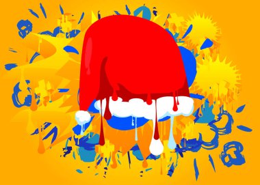 Noel Baba Şapkalı Grafiti. Soyut modern sokak sanatı dekorasyonu kentsel resim tarzında gerçekleştirildi.