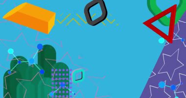 Metin için yeri olan geometrik grafik retro tema arkaplan animasyonu. Asgari geometrik elementler çerçeve video. Reklam için klasik soyut şekiller.