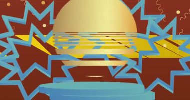 Mokup ürün animasyon, silindir kaide podyumu. Sunum için sahne gösterisi videosu.