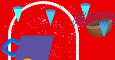 Metin için yeri olan geometrik grafik retro tema arkaplan animasyonu. Asgari geometrik elementler çerçeve video. Reklam için klasik soyut şekiller.