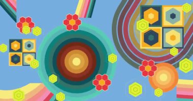 70 'lerin Retro Arkaplan animasyonu ile Groovy 1970' lerin sanat videosu. Minimalist Vintage tasarımı, eski moda renk çizimi.