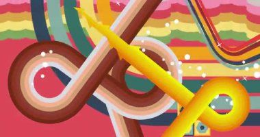 70 'lerin Retro Arkaplan animasyonu ile Groovy 1970' lerin sanat videosu. Minimalist Vintage tasarımı, eski moda renk çizimi.