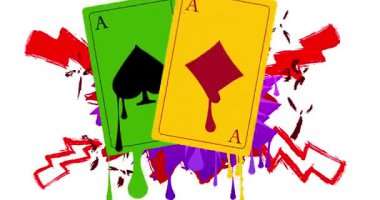 Poker Kart Oynayan Graffiti Etiketi animasyonu. Soyut modern sokak sanatı video dekorasyonu şehir boyama tarzında gerçekleştirildi.