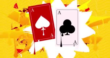 Poker Kart Oynayan Graffiti Etiketi animasyonu. Soyut modern sokak sanatı video dekorasyonu şehir boyama tarzında gerçekleştirildi.