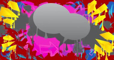 Graffiti konuşma balonu animasyonu. Soyut Çağdaş Mesajlaşma tabelası sokak sanatı dekorasyonu videosu, şehir boyama tarzında tartışma simgesi.