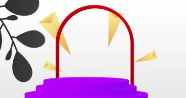 Mokup ürün animasyon, silindir kaide podyumu. Sunum için sahne gösterisi videosu.