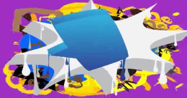 Graffiti konuşma balonu animasyonu. Soyut Çağdaş Mesajlaşma tabelası sokak sanatı dekorasyonu videosu, şehir boyama tarzında tartışma simgesi.