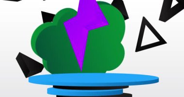 Mokup ürün animasyon, silindir kaide podyumu. Sunum için sahne gösterisi videosu.