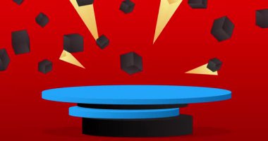 Mokup ürün animasyon, silindir kaide podyumu. Sunum için sahne gösterisi videosu.