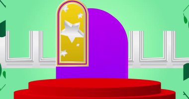 Mokup ürün animasyon, silindir kaide podyumu. Sunum için sahne gösterisi videosu.