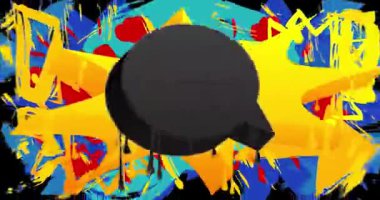 Graffiti konuşma balonu animasyonu. Soyut Çağdaş Mesajlaşma tabelası sokak sanatı dekorasyonu videosu, şehir boyama tarzında tartışma simgesi.
