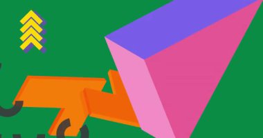 Metin için yeri olan geometrik grafik retro tema arkaplan animasyonu. Asgari geometrik elementler çerçeve video. Reklam için klasik soyut şekiller.