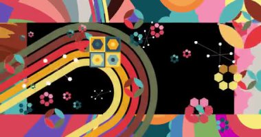 70 'lerin Retro Arkaplan animasyonu ile Groovy 1970' lerin sanat videosu. Minimalist Vintage tasarımı, eski moda renk çizimi