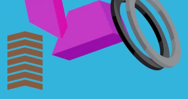 Metin için yeri olan geometrik grafik retro tema arkaplan animasyonu. Asgari geometrik elementler çerçeve video. Reklam için klasik soyut şekiller.