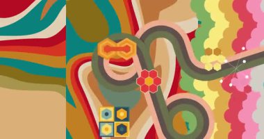 70 'lerin Retro Arkaplan animasyonu ile Groovy 1970' lerin sanat videosu. Minimalist Vintage tasarımı, eski moda renk çizimi.